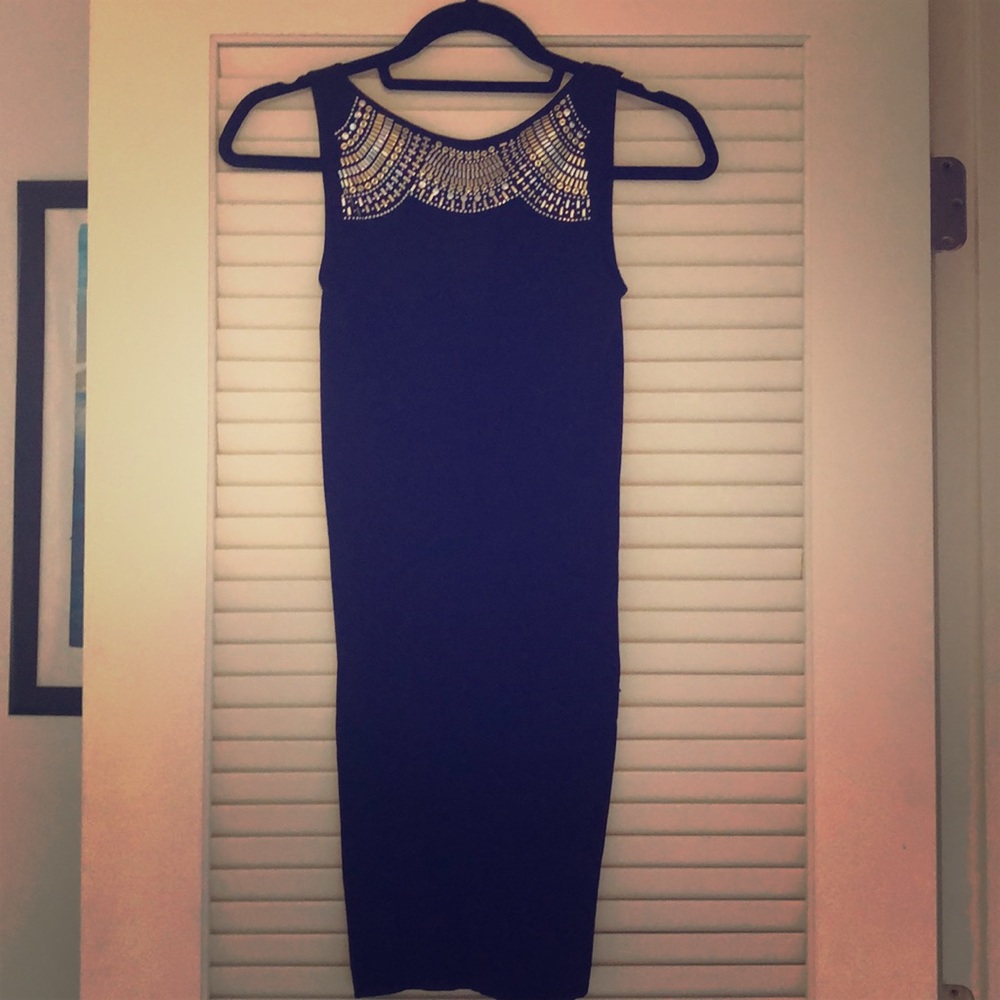 Little black dress with gold and silver studs